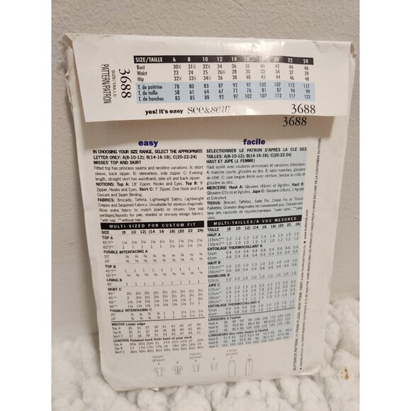 See & Sew 3688 Dress and Top | Size 14–18 Pullover | Uncut | Yes! It’s Easy - Picture 8 of 11